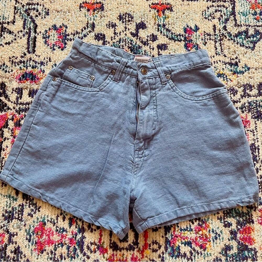 Vintage Beverly Hills Denim Co High Waist Linen Shorts Size 3/4
